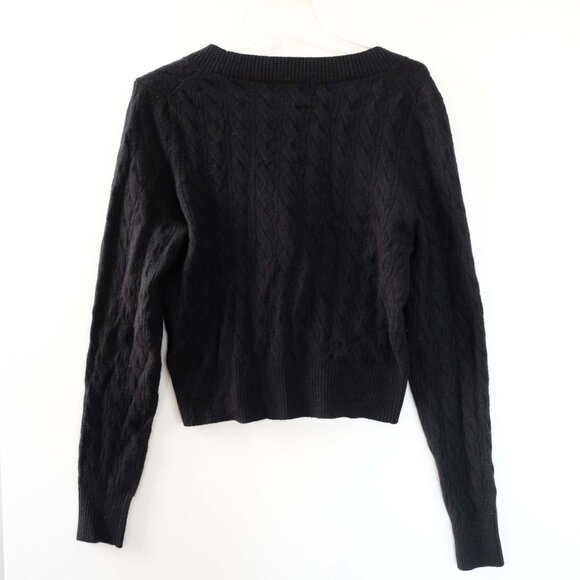 NEW J CREW Shrunken Cashmere Cable V-neck Cardigan Sweater S Small Black Cropped - Picture 6 of 7